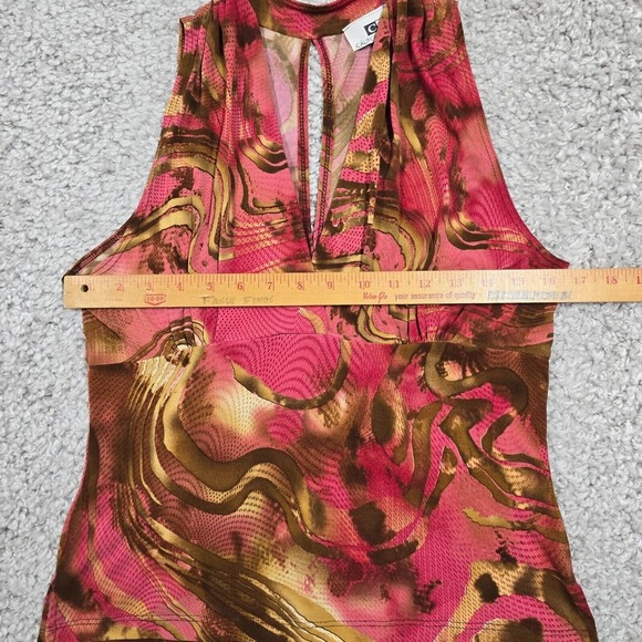 Vtg‎ California Grown Babydoll Top Large Pink Brown Y2K 90s Coquette Retro Artsy - Picture 7 of 9